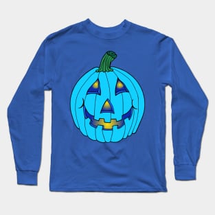 Blue Glowing Jack-O-Lantern Pumpkin Long Sleeve T-Shirt